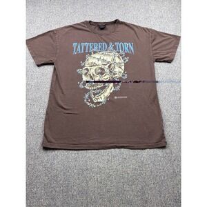 Empyre Barbed Skull T Shirt Mens S Small Brown Graphic Short Sleeve Stonewashed